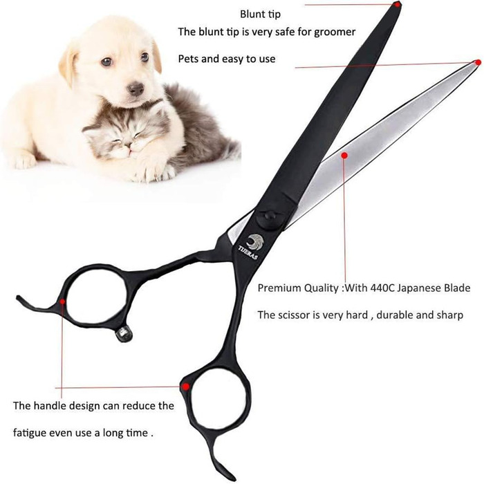 Професійна ножиця для грумінгу тварин, 18 см, нержавіюча сталь, гостра