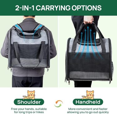 Транспортна сумка-рюкзак для котів та собак, переноска для тварин з вентиляцією, складаний рюкзак для домашніх улюбленців