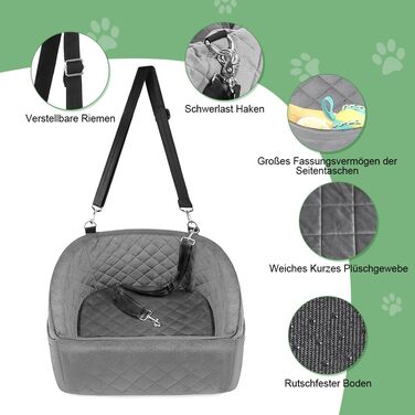 Автомобільний лежак для собак на заднє сидіння, 50x52x28 см, сірий. Лежак для собак у машину з кріпленнями, водовідштовхуючий, для маленьких та середніх порід