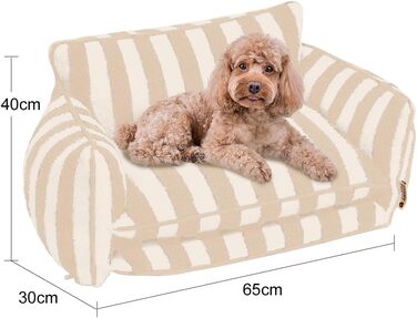 Крісло-лежанка для собак, лежанка для тварин, миється, м'яке ліжко для собак, крісло-диван для собак (M-65x40x30cm, бежево-смугасте)