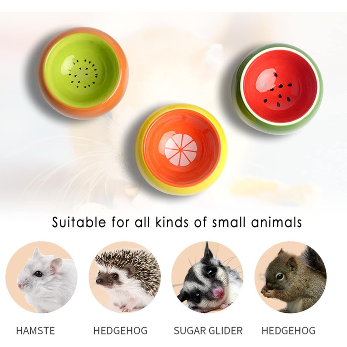 Набори мисок для хом'яків 3 шт. для карликових хом'яків, миски для їжі та води, запобігають гризіння, підходять для морських свинок, щурів, дрібних тварин. Кольори: зелений, жовтий, помаранчевий