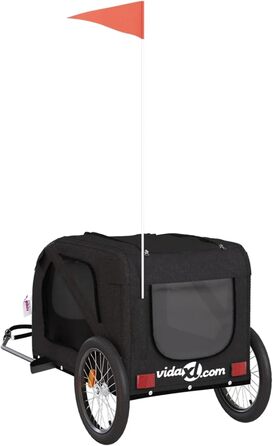 Причіп для велосипеда для собак, чорний, Oxford-тканина та метал. Причіп для велосипеда, вантажний причіп - 93884