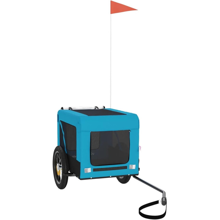 Причіп для собак Fasba: причіп для велосипеда, причіп для тварин з відбивачами та прапорцем, блакитно-чорний, оксфордська тканина та метал