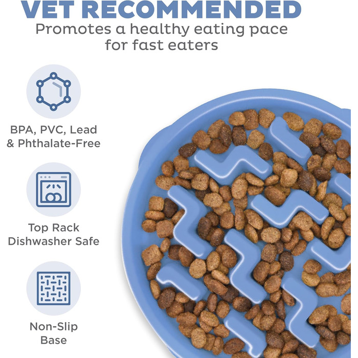 Antischlingnapф Outward Hound для собак - великий, повільний годівник. Запобігає здуттям, нековзний, довговічний. Підходить для води та корму (блакитний). Fun Feeder L Blue