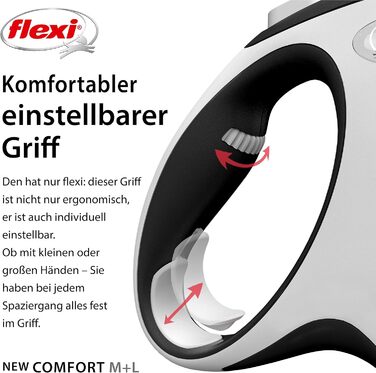 Рулетка для собак Flexi New Comfort, трос 8 м, до 50 кг, чорна, розмір L