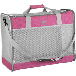 EQUICANI® Сумка-переноска для собак та котів 55x40x23 см, легка, складна, з сіткою, ременем та знімним дном | Ідеальна для подорожей, авто та перельотів (Рожевий)