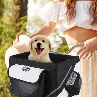 Переноска для собак на велосипеді: зручна та дихаюча сумка-переноска для маленьких собак та котів, чорного кольору. Підходить для прогулянок, пікніків та їзди по горах. Зроблена з оксфордської тканини.