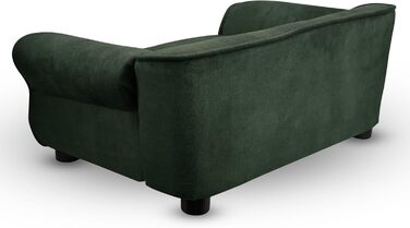 Диван-ліжко для собак і котів MG Design, зелений велюр, з підлокітниками та спинкою, міцний декоративний диван для дрібних і середніх тварин