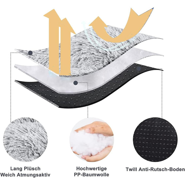 М'яке собаче ліжко SOAI XXL: ортопедичне, антиковзне, для великих собак та котів (94x63 см)