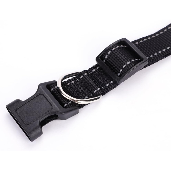 Нашийник для собак Türki XL чорного кольору з нейлону, з гравіюванням, світловідбиваючий, для великих, середніх та малих собак