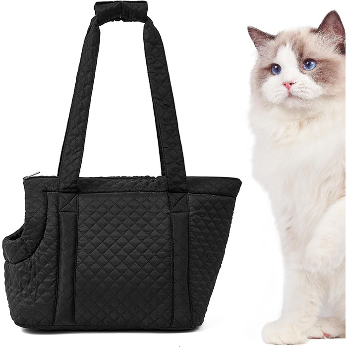 Чорна сумка-переноска для собак та котів, бавовна – зручна переноска для цуценят та кошенят, легка та портативна
