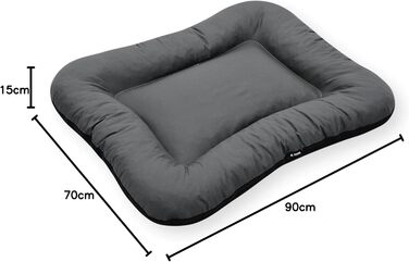 Клео - лежанка для собак середніх порід, 90x70 см, графітовий колір, з блискавкою, миється, лежанка-матрац для собак