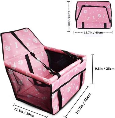 Автокрісло для собак, водовідштовхувальне, дихаюче, для малих та середніх порід, безпечне, миється, переноска для тварин (рожевий, кістка)