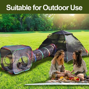 Клітка для котів Homegroove 4-в-1, набір для котів на вулицю з наметом та тунелем, для дрібних тварин