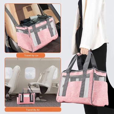 Транспортна сумка для собак PETCUTE, рожева, з регульованим ременем, дихаюча, для котів та собак (M)