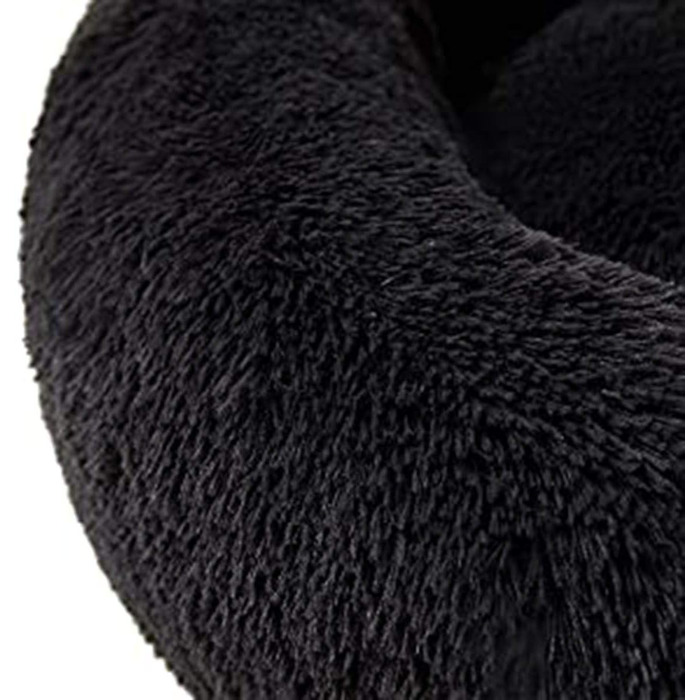 Кругле м'яке ліжко для собак та котів (80 см, чорний колір). XL для великих та середніх собак.