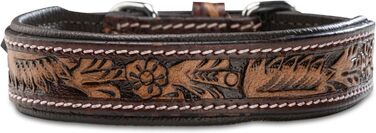 Нашийник для собак Джек Рассел з натуральної шкіри буйвола, регульований, з м'якою підкладкою, ручної роботи, з різьбленням, Alexey (S, 26-34 см)