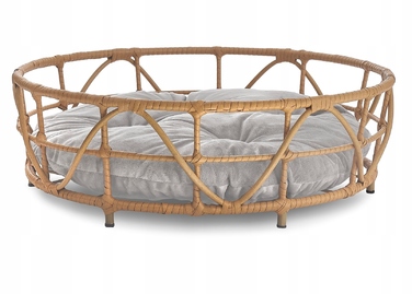 Лежак-кошик для собак та котів з велюровою подушкою – стильний та зручний