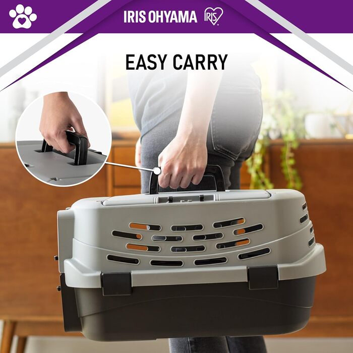 Транспортний бокс для кота Iris Ohyama 36.5л, сірий, 49x30.5x24.8 см, міцний, BPA-free