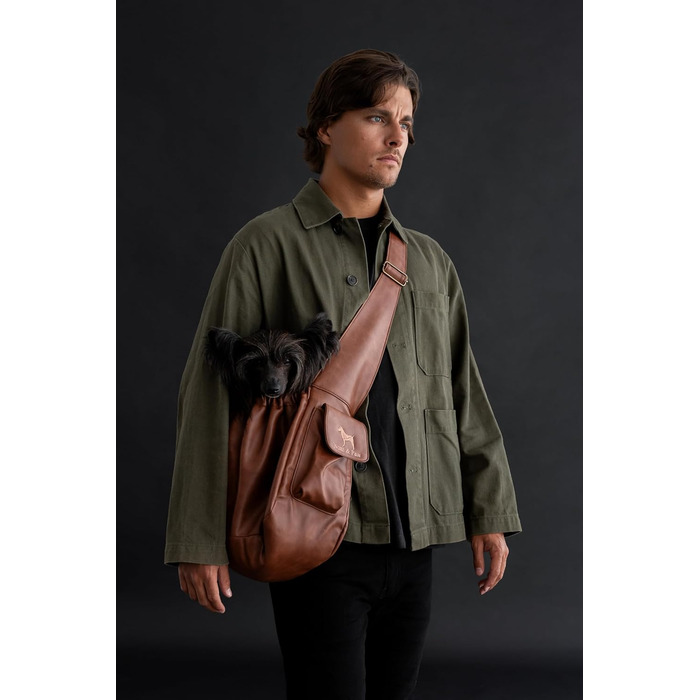 Сумочка для собак Noah & Paw до 10 кг, з регульованим ремінцем, м'яким хутром, подвійним замком безпеки, з веганської шкіри