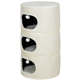PawHut Scratching Barrel, висота 100 см Cat Barrel з 3 отворами, Cat Post з ігровими кулями, Cat Tower з Sisal, для котів до 6 кг, Бежевий+Кремово-білий | Аосом