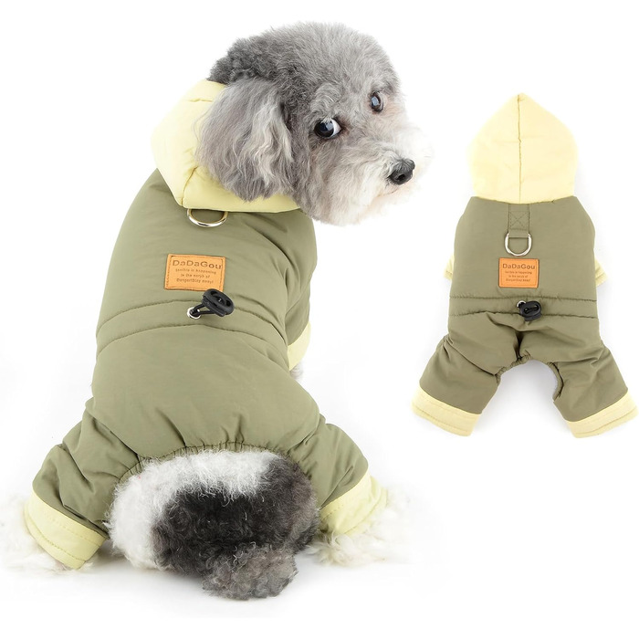 Флісова куртка для собак Ranphy з капюшоном, для маленьких собак, цуценят, з кільцем D, регульованим шнурком, утеплена, тепла, на осінь/зиму, для Чихуахуа, Йоркширського тер'єра, кота, сіра, L