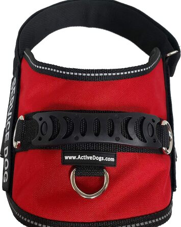 Шлея для собак ActiveDogs Air-Tech XL, Cordura, червона, з ручкою, ADA-картками та світловідбивними нашивками для сервісних собак (73,7-101,6 см)