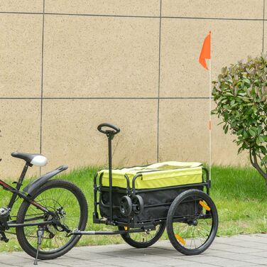 Вантажний причіп HOMCOM 2-в-1, вантаж 40 кг, з гальмом, сумка для зберігання, чохол, світловідбивачі, Оксфорд, 130 x 64 x 103 см, жовтий | Аосом