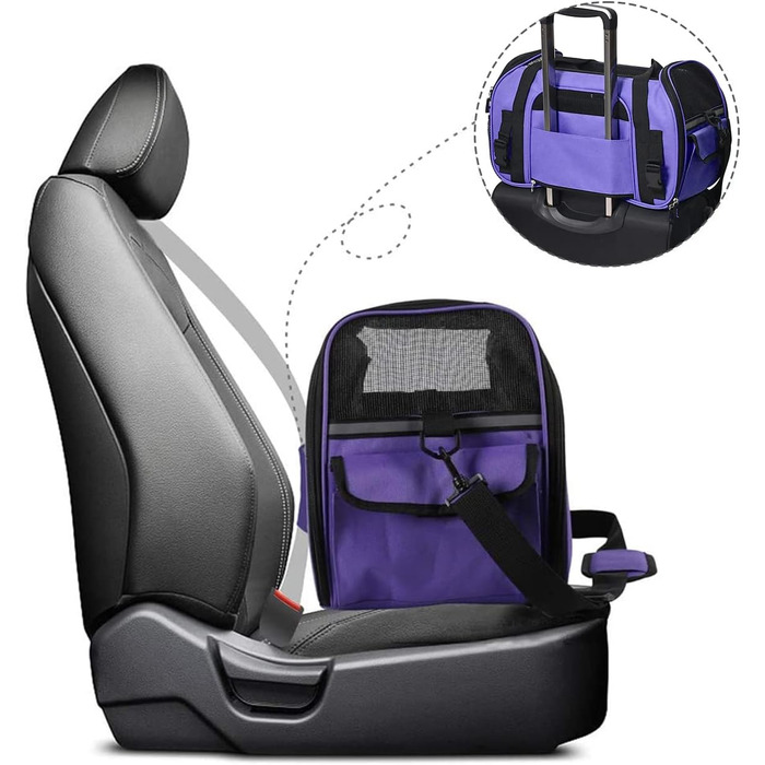 Транспортний бокс для тварин Jespet, м'які стінки, для подорожей, котів та цуценят, 17' x 9' x 11.5', блакитний/фіолетовий