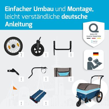 Причіп для велосипеда та візок 2-в-1 | Причіп-візок для велосипеда та електробіка | Вантажопідйомність 40 кг, об'єм 120 літрів | Складаний причіп з дахом та захистом від дощу | Ідеально для покупок, подорожей, фестивалів