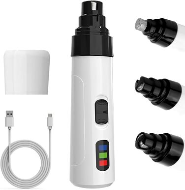 Електричний точило для собачих кігтів Silent Diamond Bit - безпечна електрична пилка для собак з 3 насадками, USB, 2 швидкості