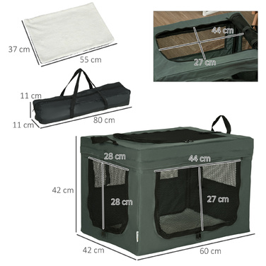 PawHut Dog Bag Box з сітчастим вікном та подушкою, коробка для транспортування кішок Oxford Grey для собак до 4 кг