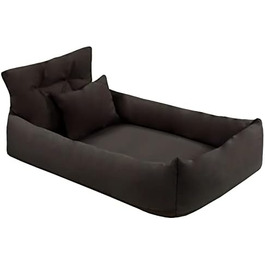 Ортопедичне ліжко для собак Juelle з штучної шкіри, диван для великих собак з ортопедичним матрацом, знімний чохол, машинне прання, Hugo L-XXL (120x85 см, Чорний)