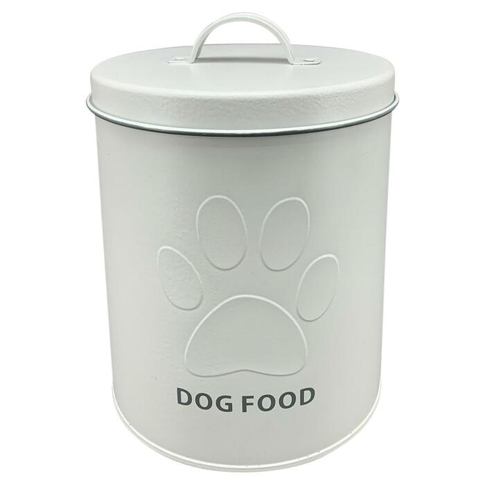 Великий металевий контейнер для корму для собак з кришкою DOG FOOD, 21 см