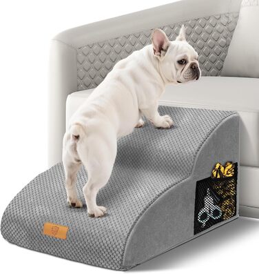 Сходинка для собак маленьких порід, водовідштовхувальна, 3 сходинки, з високощільнісного губки, знімна, для софи та ліжка, сіра