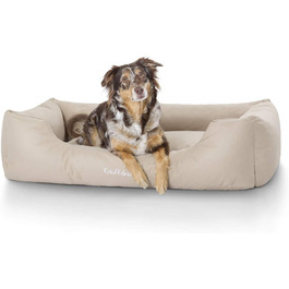 Лежак для собак Knuffelwuff Finlay XL 105x75 см, бежевий, нейлоновий, з високими бортами, знімний чохол, легке чищення, для великих, середніх і малих собак