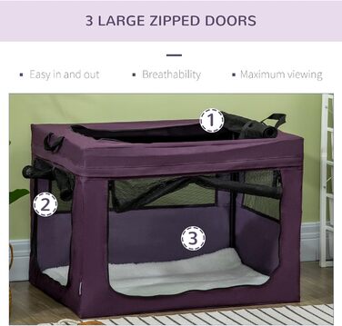 Переноска для котів та собак PawHut 80 см, фіолетовий колір - переноска для тварин, подорожей