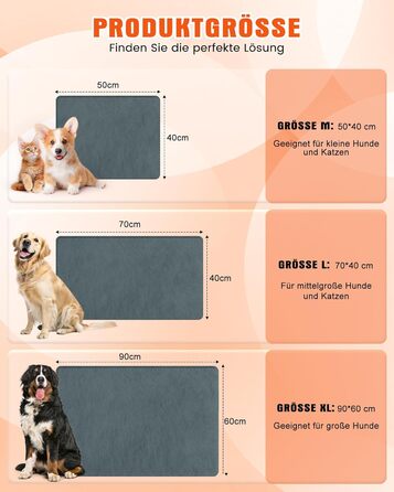 Електричне грілка для тварин на вулицю, вологостійке грілка, автоматичне регулювання температури, стійке до укусів, 40*50 см, сірий