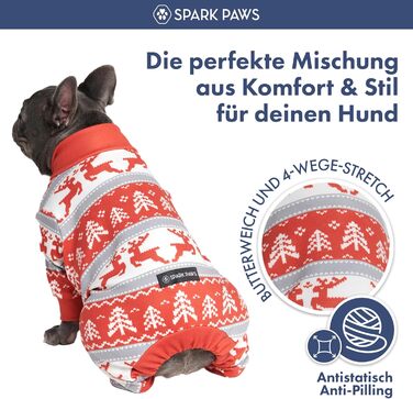 Піжама для собак Spark Paws Winter Wonderland, ультрам'яка, 4-стороння розтяжність, для малих, середніх та великих порід, 3XL (25-34 кг)