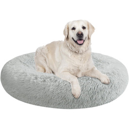 Кругле ліжко для собак та котів Nisrada, 80 см, сірого кольору, м'яке, зручне, з неслизьким дном, для цуценят та великих собак, 80x80x20 см