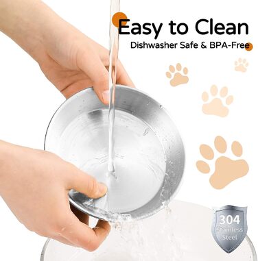 Підвищені миски для котів Wellbro з нержавіючої сталі, з металевим підставкою, для безстресового годування, 2 шт.