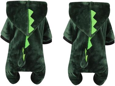 Костюм для собак - динозавр, FRCOLOR, 3 шт., зелений. Теплий матеріал, для святкування Halloween, фотосесій та повсякденного використання.