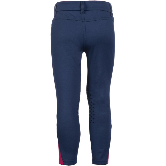 Дитячі штани для верхової їзди Kinder Reithose Comfy HKM | Легінси для верхової їзди з силіконовими колінами та двома кишенями | Cranberry та темно-синій | Розміри 104-110
