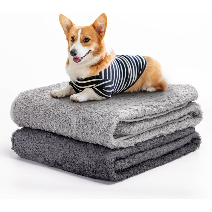 Плед для собак та котів Nobleza: м'який флісовий плед 100x80 см (темно-сірий та світло-сірий)