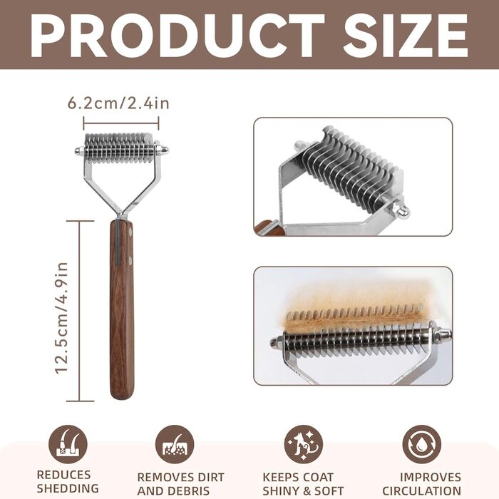 Гребінець для вичісування підшерстка SANTUO Coat King для собак та котів з 14 зубцями, інструмент для грумінгу