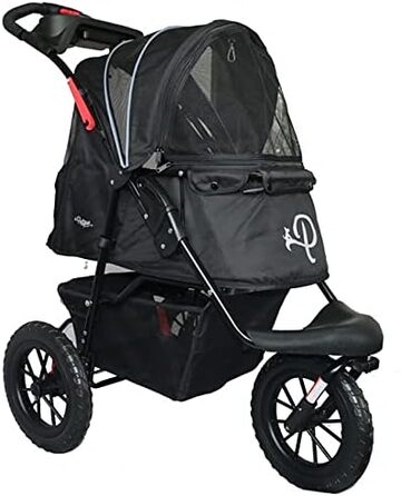 Petique Chinook Schwarz: розкішний візок для собак | Колеса 30 см, EVA, світловідбивачі | До 23 кг