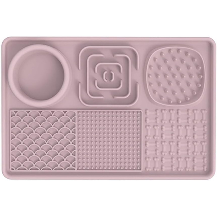 Килимок для собак та цуценят Leckmatten з присосками для повільного годування, купання та тренувань, зняття тривоги (сірий, рожевий)