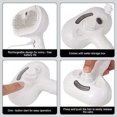 Бурштук для шерсті тварин 3-в-1: парова щітка для собак, для видалення шерсті котів, масажна щітка для грумінгу