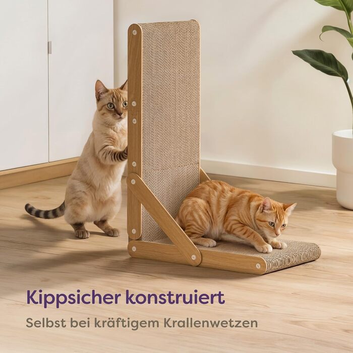 Кігтеточка для котів Knupis велика 68 см - міцна картонна кігтеточка для догляду за кігтями - до 2 років використання - легка збірка - поворотне L-подібне виконання - захист дивану та стін