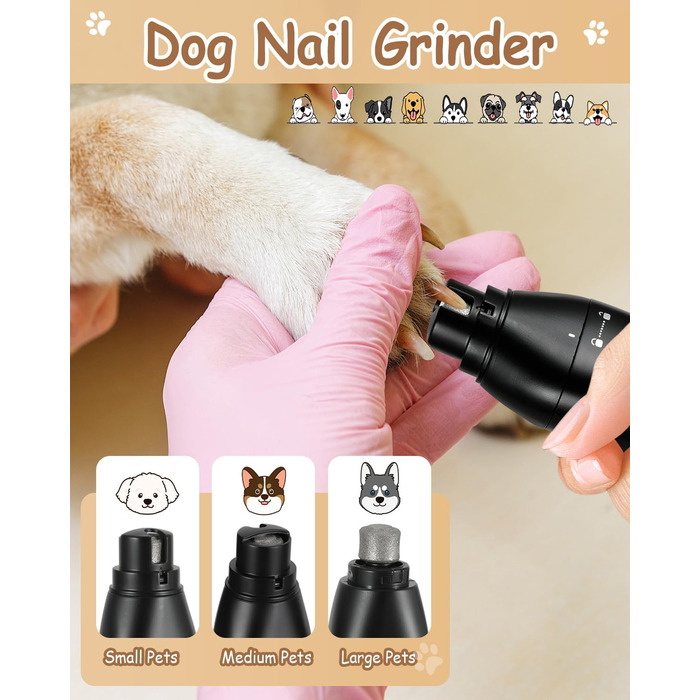 Набір для догляду за собаками 4-в-1: стрижка, підрізання кігтів, USB-C, бездротовий триммер для собак та котів